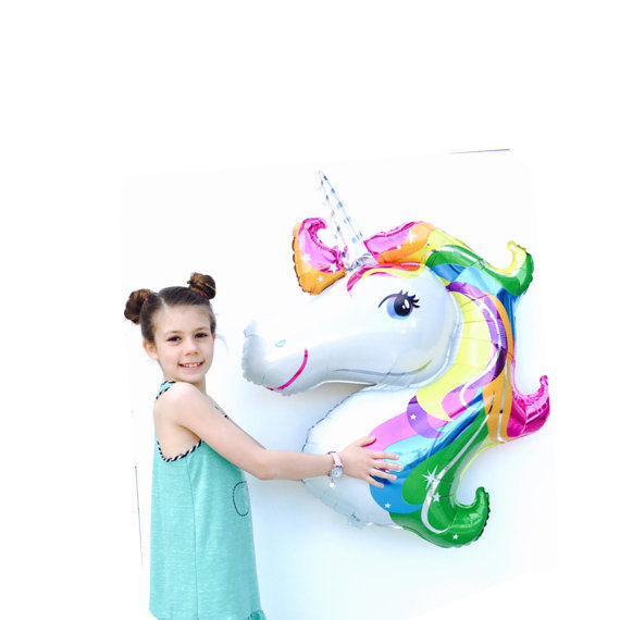 Supershape Rainbow Unicorn Head Foil Balloon Childrens Birthday Occasion Ornament - Image 6