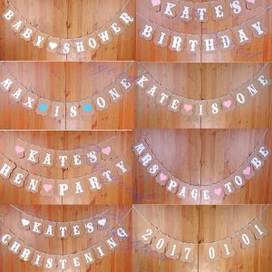 PERSONALISED BANNER Bunting Wedding ceremony Hen Celebration Child Bathe Birthday Christening