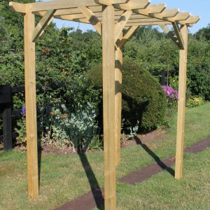 Wooden Pergola two.4m by two.4m at two.1m higher. Completely Notched Joints.