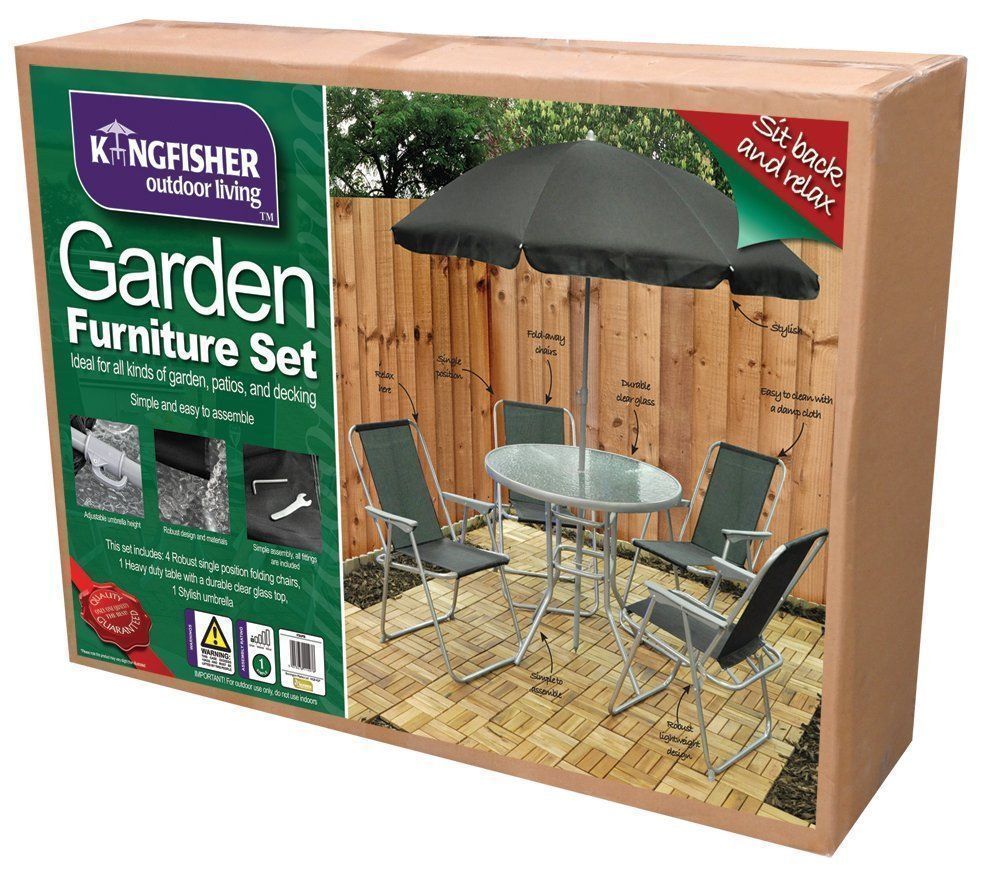 Garden Patio Set 4 Seater Consuming Set Parasol Glass Desk And comfortable chairs - Image 2