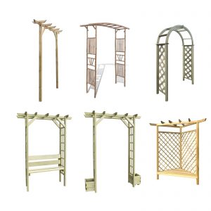 Garden Wooden Arch Roses Arbor Pergola Bamboo Rose Arch Climbing Plant with Seat