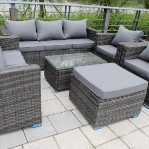 eight SEATER NEW RATTAN GARDEN FURNITURE SET SOFA TABLE CHAIRS - PATIO CONSERVATORY