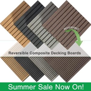 WPC Composite Decking Boards In Gray Black Teak Chocolate With 10 Yr Assure!