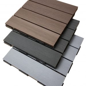 WPC COMPOSITE DECKING FLOOR TILES DIY Easy Match CLICK 4 WAY BALCONY PATIO GARDEN
