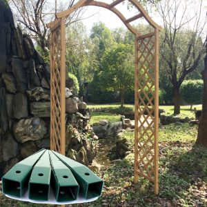 WOODEN GARDEN ARCH PERGOLA TRELLIS PLANT Assistance ARCHWAY FLOWERS GROUND SPIKES