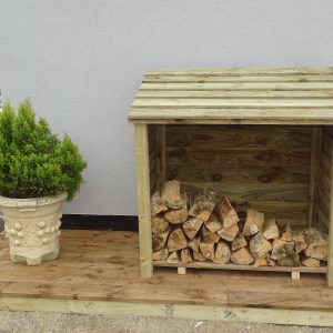 Chestnut Eco Log Store - Outdoor Firewood Storage Shed Pressure Treated