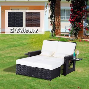 Outside Garden Rattan Furnishings Set 2 Seater Patio Photo voltaic Lounger Daybed Sunbed Newest