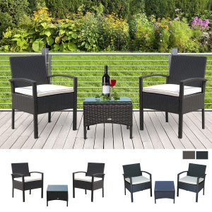 Elegant 3-Piece Rattan Garden Set | Premium Patio & Balcony Bistro Furniture