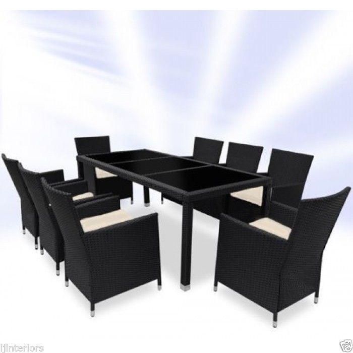 RATTAN GARDEN FURNITURE DINING TABLE AND eight CHAIRS DINING SET OUTDOOR PATIO - Image 2