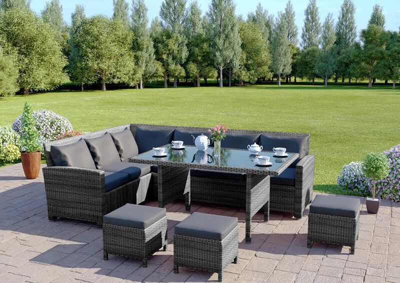 Garden Rattan Furnishings Nook 9 Seater Consuming Desk Sofa - Image 3