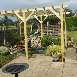 Wooden Pergola three.6m by two.4m at two.1m higher. Thoroughly Notched Joints.