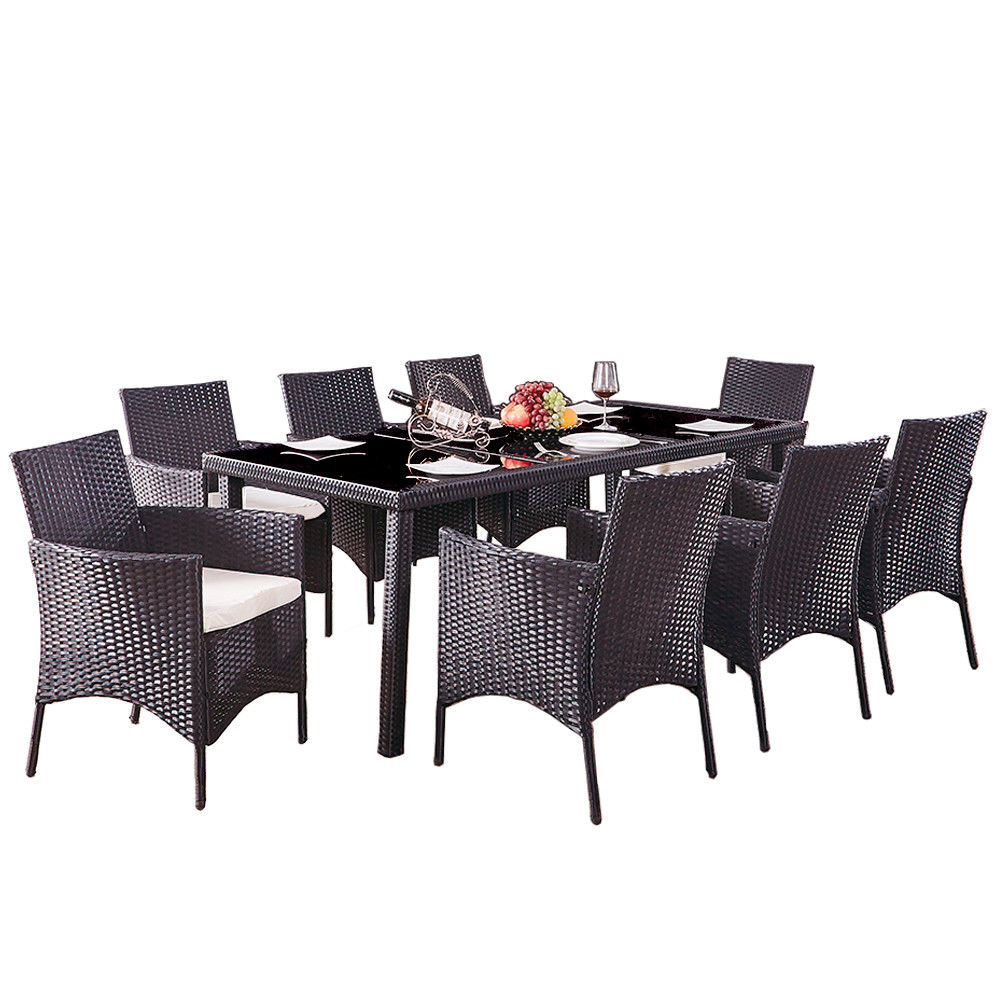 Rattan Garden Furnishings Consuming Desk Excessive Glass and eight Chairs Set Outside Patio - Image 2