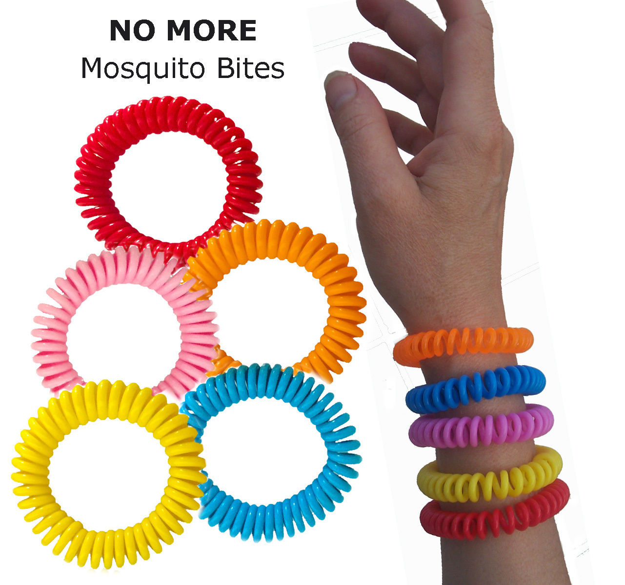 5 x Bug Resistant Bracelets Pure Waterproof Spiral Deet Free Wrist Bands
