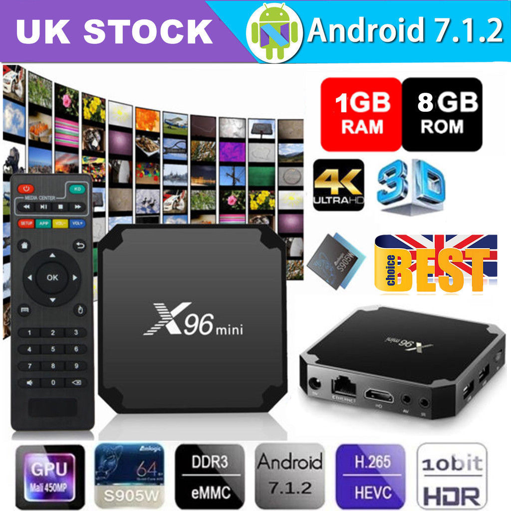 X96 MINI S905W Quad Core Android 7.1.2 Nougat Smart TV BOX 4K HDMI Stream 3D Nice britain