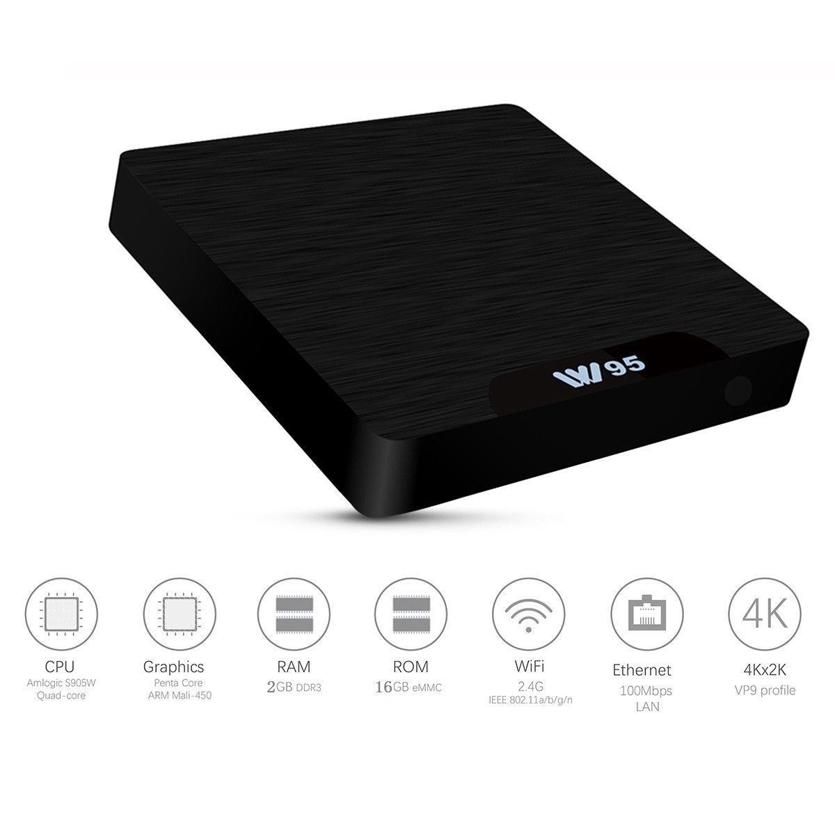 W95 Smart TV BOX Android 7.1 Quad Core 2GB+16GB 4K*2K WIFI 1080P HD Media Participant - Image 4