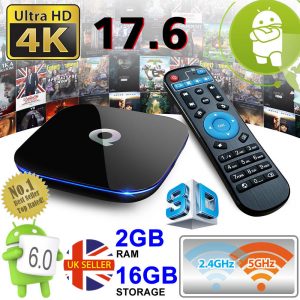 Q-BOX Amlogic S905X 2GB 16GB Android 6.zero Twin WIFI Good TV Area Media Participant Britain