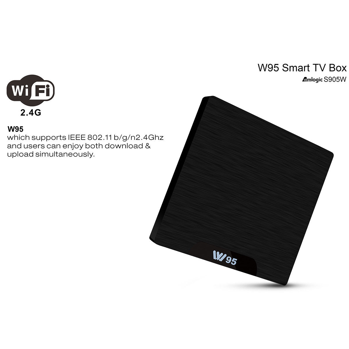 W95 Smart TV BOX Android 7.1 Quad Core 2GB+16GB 4K*2K WIFI 1080P HD Media Participant - Image 5