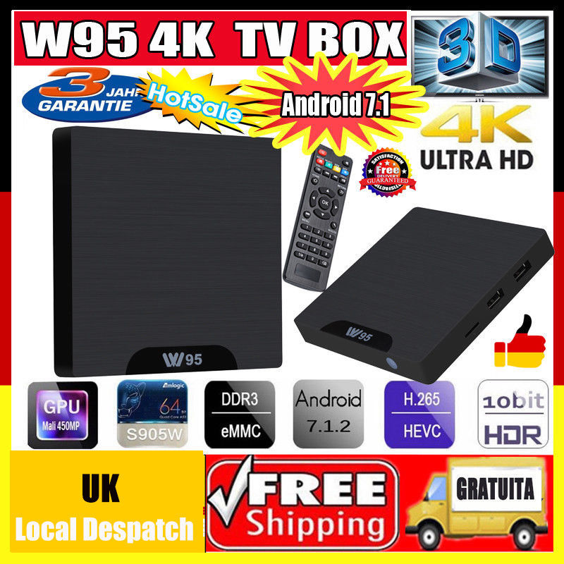 W95 Smart TV BOX Android 7.1 Quad Core 2GB+16GB 4K*2K WIFI 1080P HD Media Participant - Image 3
