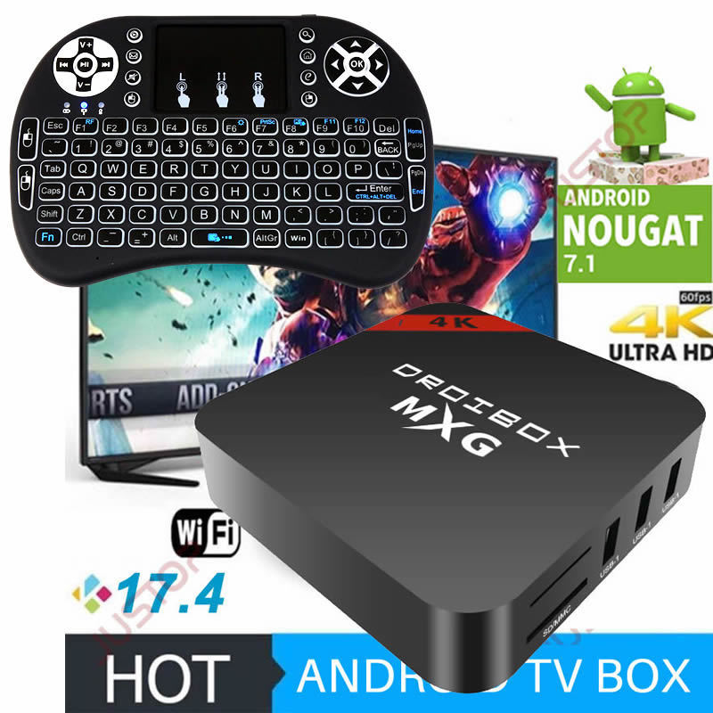 18 MXG Quad Core Android TV Area 4K Kodi 17.6 HD Media Participant+Mini LED Keyboard