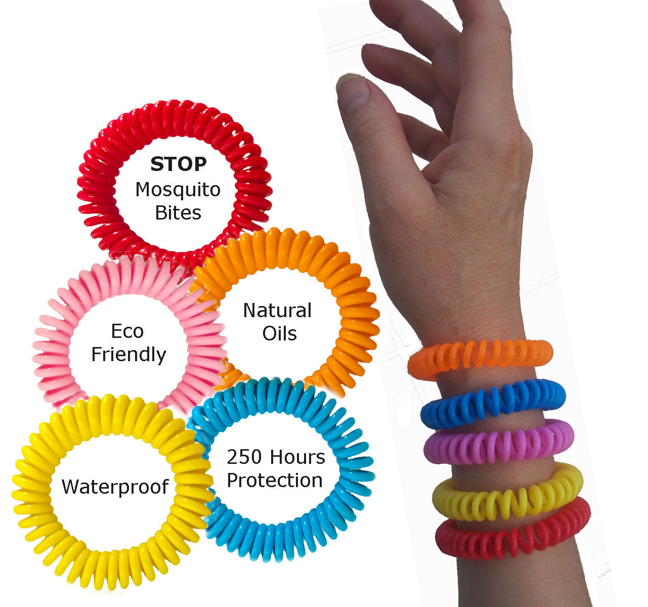 5 x Bug Resistant Bracelets Pure Waterproof Spiral Deet Free Wrist Bands - Image 5