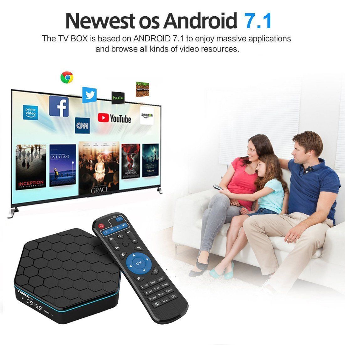 T95Z Plus 3GB+32GB Good TV Discipline Octa Core Android 7.1 Double WIFI 2.4/5Ghz 4K HD - Image 4