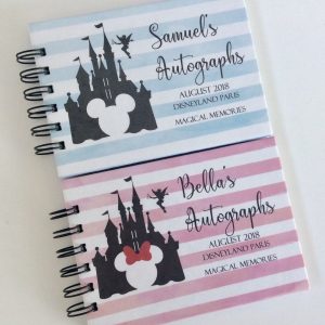 Personalised Walt Disney World Autograph E-book*A6*MINNIE or MICKEY CASTLE*Pink orBlue REVEAL