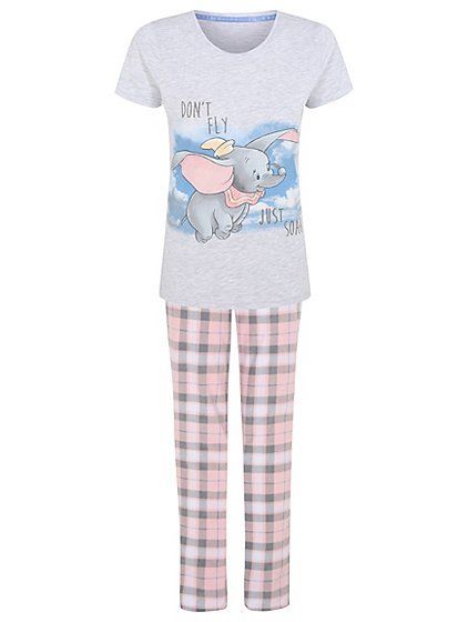 NEW EX-GEORGE LADIES DISNEY DUMBO 'DON'T FLY.JUST SOAR' PYJAMAS SIZES eight as a lot as 22