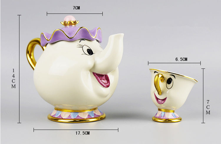 Walt Disney World Magnificence And The Beast Teapot Cartoon Mug Mrs Potts Chip Tea Pot Cup Set Uk - Image 2