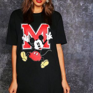 Boohoo Women Disney World Mickey Outsized Graphic T-shirt