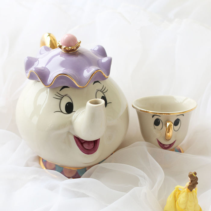Walt Disney World Magnificence And The Beast Teapot Cartoon Mug Mrs Potts Chip Tea Pot Cup Set Uk