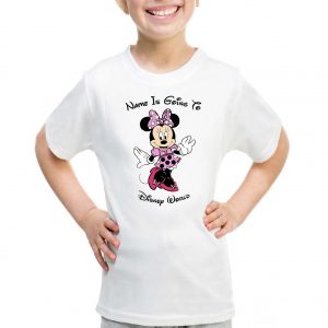 Personalised Pink Minnie Mouse Youngsters T-shirt YOUR NAME IS GOING TO DISNEY WORLD